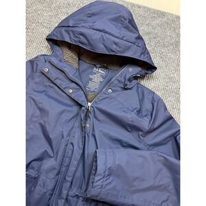 LL Bean Winter Warmer Blue Hooded Sherpa Lined Coat Jacket Women's Small Petite
